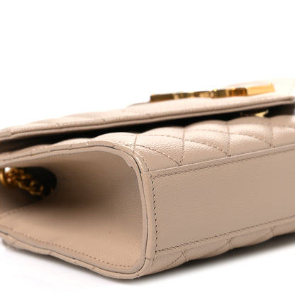 Saint Laurent Grain De Poudre Textured Mixed Matelasse Triquilt Small Monogram Satchel Dark Beige 9 of 10