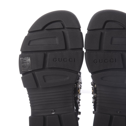 Gucci Nappa Mesh Studded Mens Aguru Sandals 7 Black 9 of 10