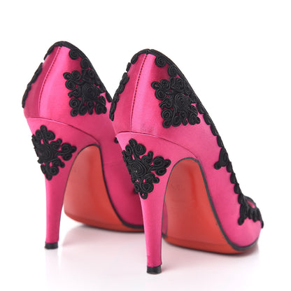 Christian Louboutin Satin Samira 100 Pumps 35.5 Pink Black 4 of 12