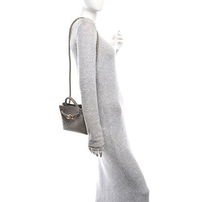 Bottega Veneta Ostrich Mini Andiamo Shoulder Bag Limestone 2 of 10