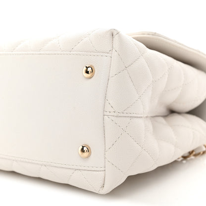 Chanel Caviar Quilted Small Coco Handle Flap White 10 of 11