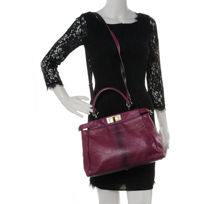 Fendi Goatskin Zucca Medium Peekaboo Iconic Satchel Ciclamino Tobacco Moro 2 of 10