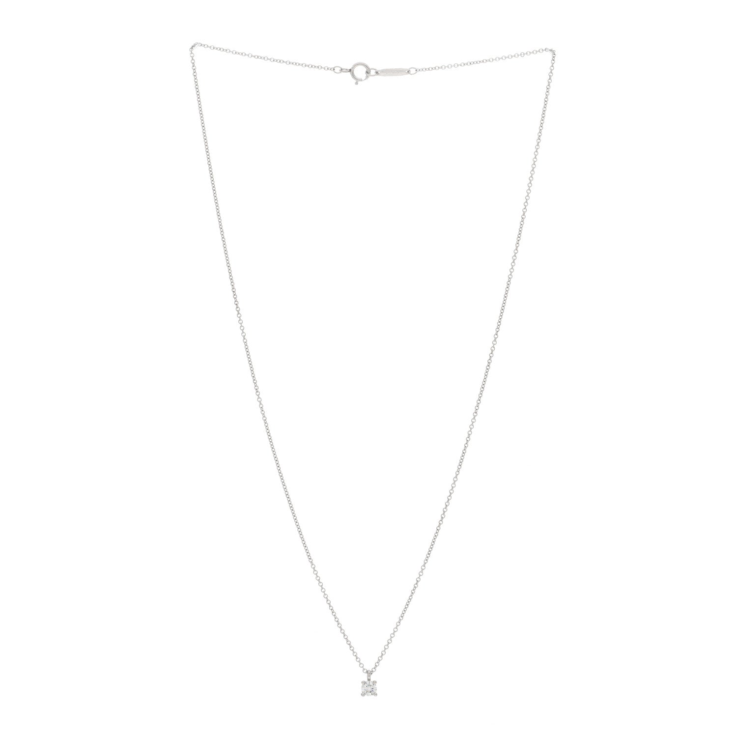Tiffany Platinum Diamond .12ct Solitaire Pendant Necklace 3 of 5
