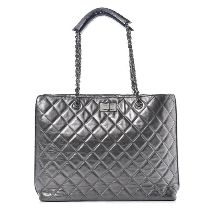 Chanel Metallic Aged Calfskin Quilted Briefcase Laptop Bag Grey 1 of 11