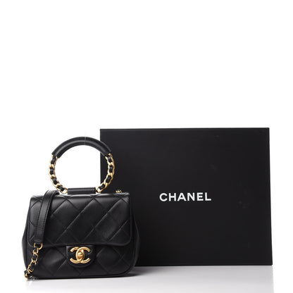 Chanel Lambskin Quilted Small Circular Handle Bag Black 11 of 11
