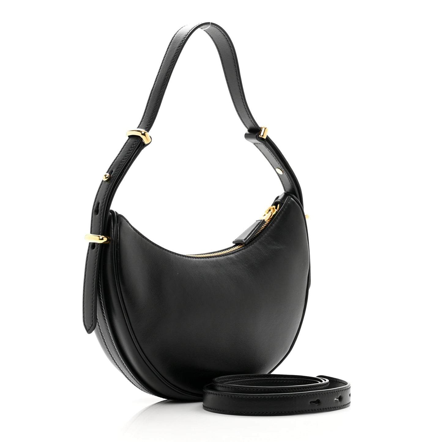 Soft Calfskin Arque Shoulder Bag Black