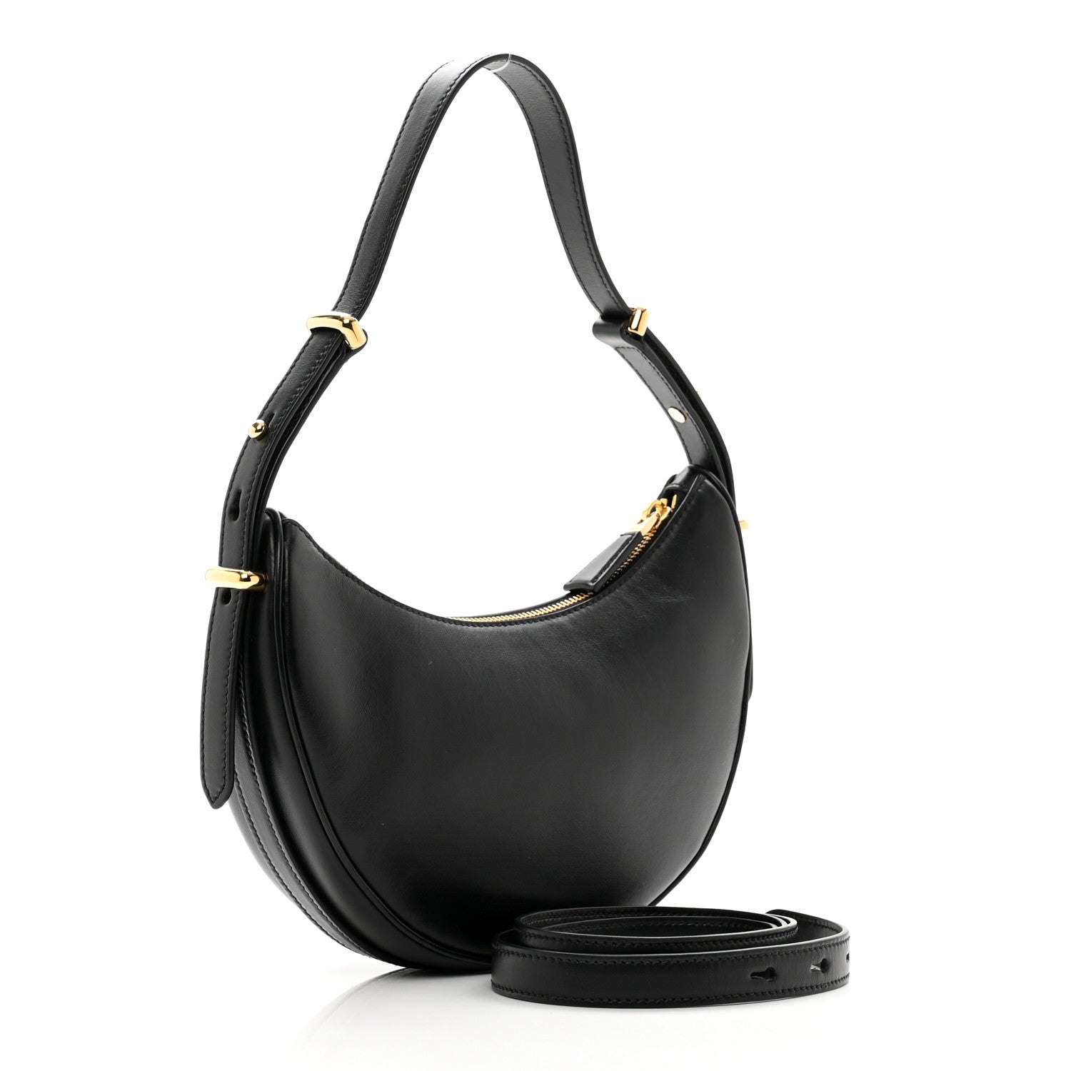 Prada Soft Calfskin Arque Shoulder Bag Black 3 of 9