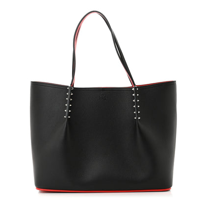 Christian Louboutin Calfskin Spiked Large Cabarock Shopper Tote Black 1 of 9