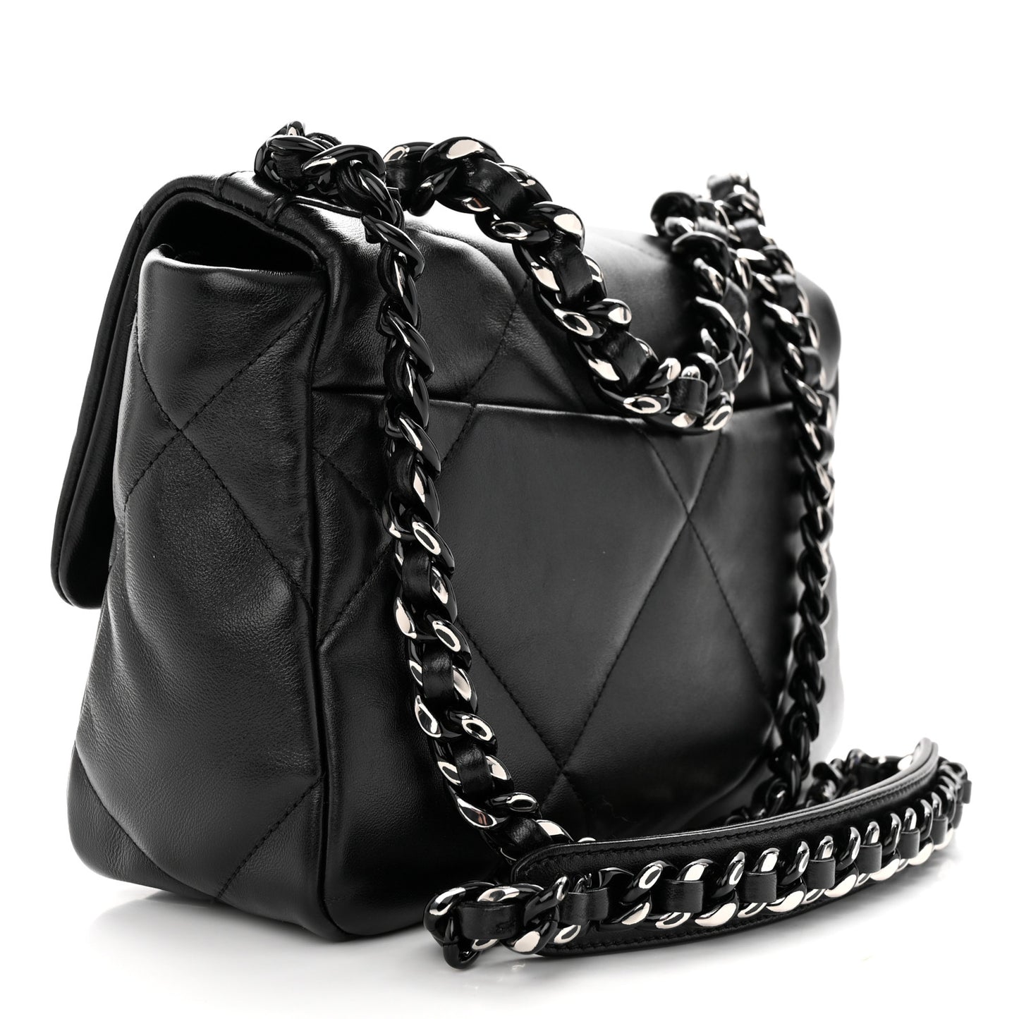 Lambskin Quilted Medium Chanel 19 Flap So Black