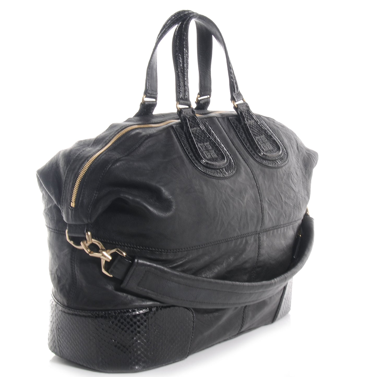 Calfskin Python Trim Large Nightingale Black