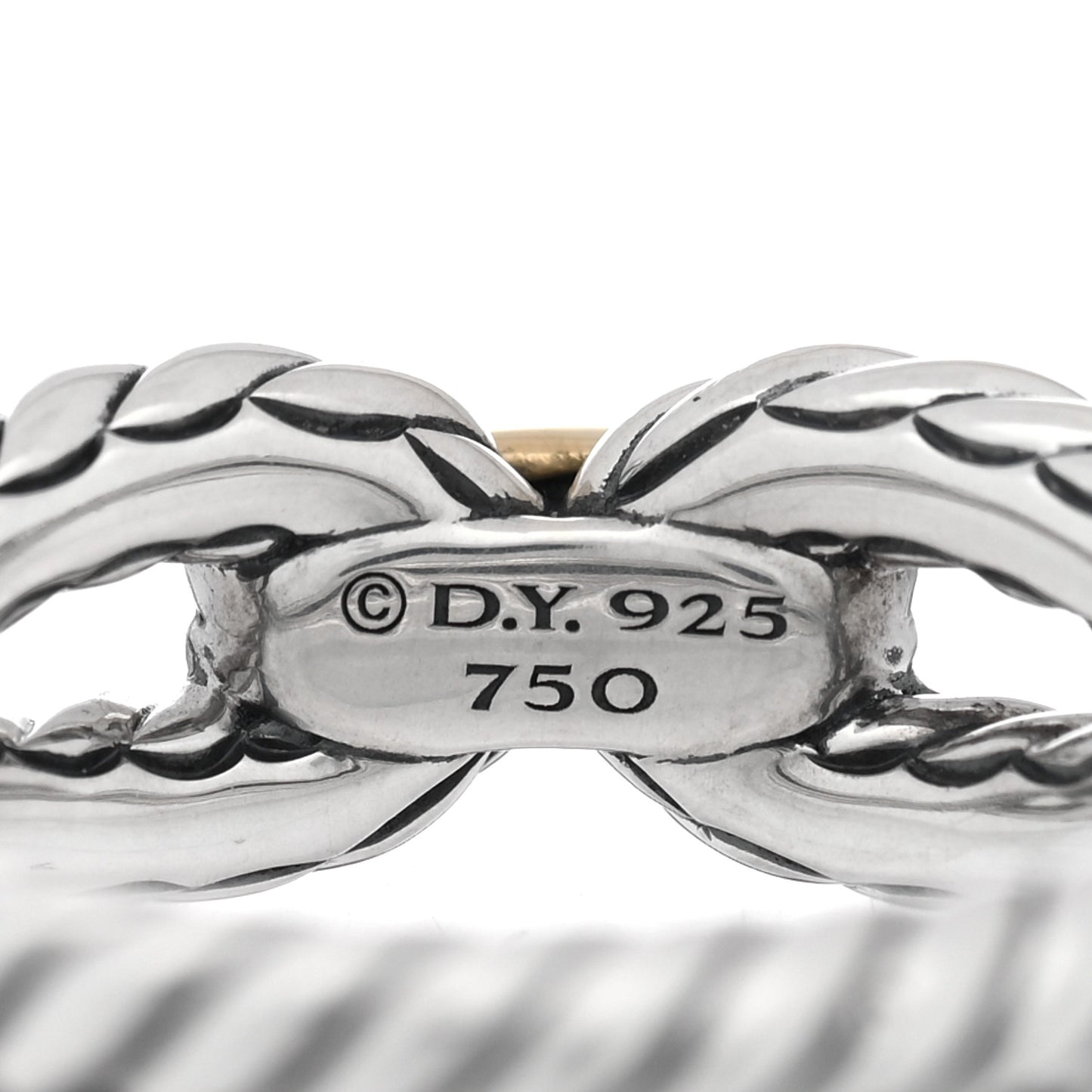 Sterling Silver 18K Yellow Gold Cable Loop Ring 56 7.5