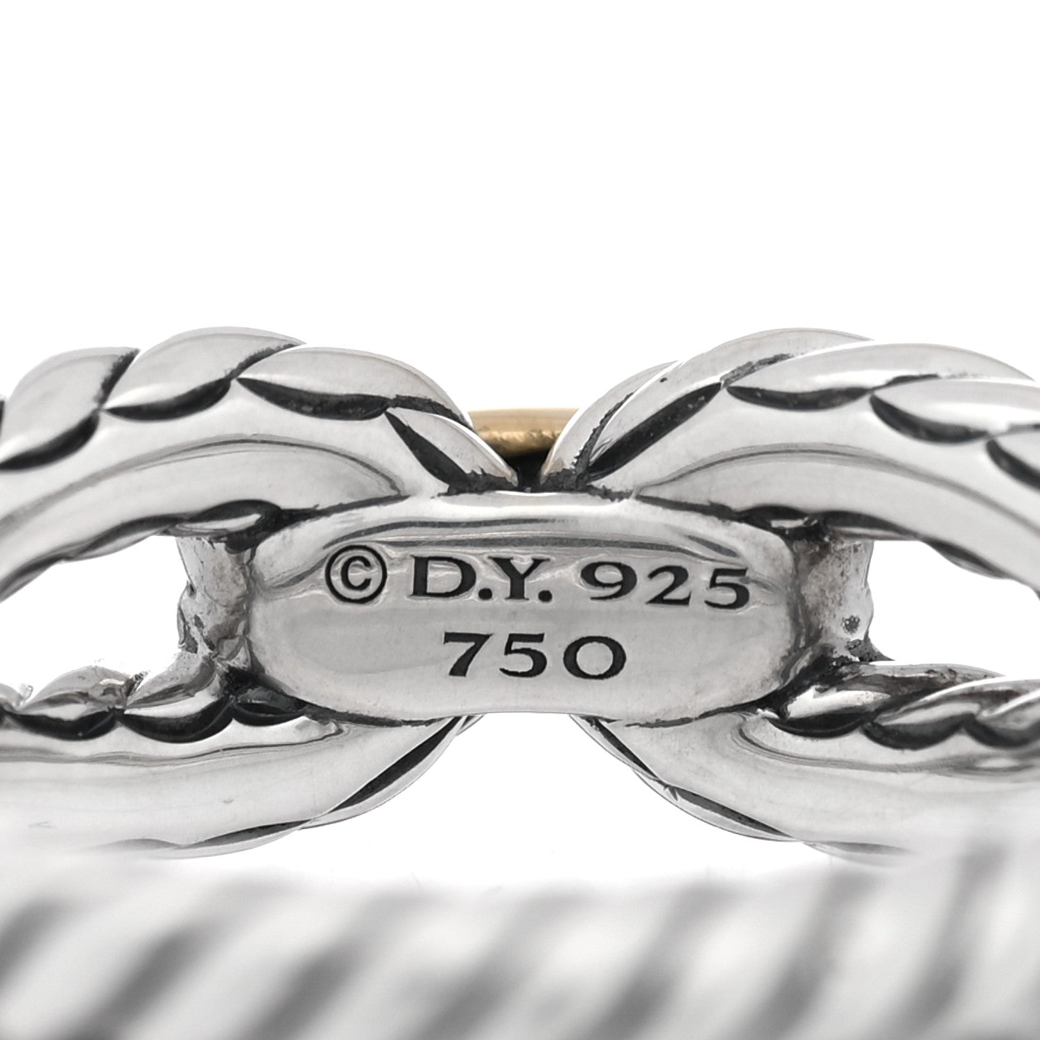 David Yurman Sterling Silver 18K Yellow Gold Cable Loop Ring 56 7.5 4 of 4