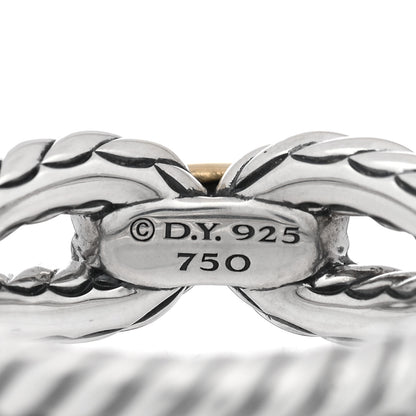 David Yurman Sterling Silver 18K Yellow Gold Cable Loop Ring 56 7.5 4 of 4