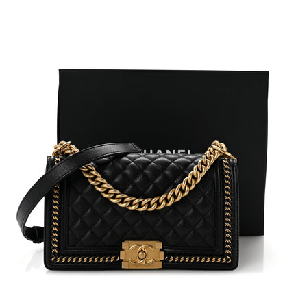 Chanel Caviar Quilted Medium Chain Around Boy Flap Black 13 of 13
