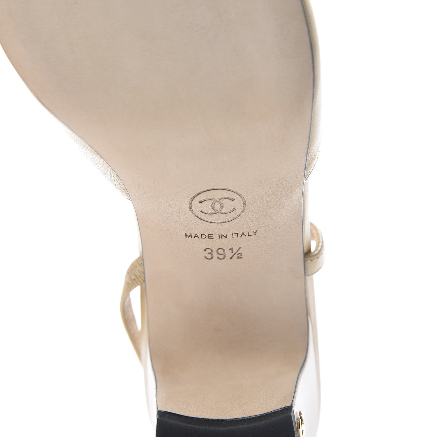 Chanel Goatskin Grosgrain Cap Toe CC Slingback Pumps 39.5 Beige Black 6 of 9