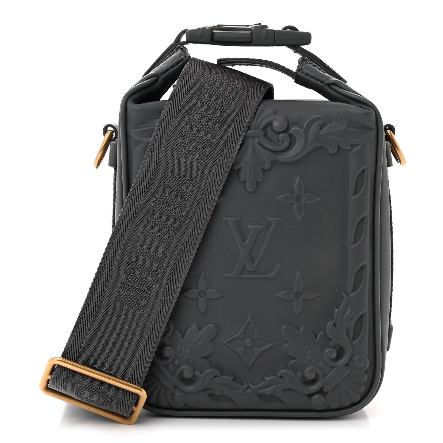 Calfskin Monogram Embossed Cruiser Messenger Dark Shadow Gray