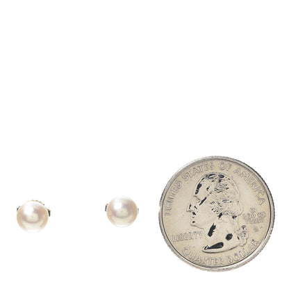 Tiffany 18K Yellow Gold Akoya Pearl 6-6.5mm Signature Pearl Earrings 2 of 5