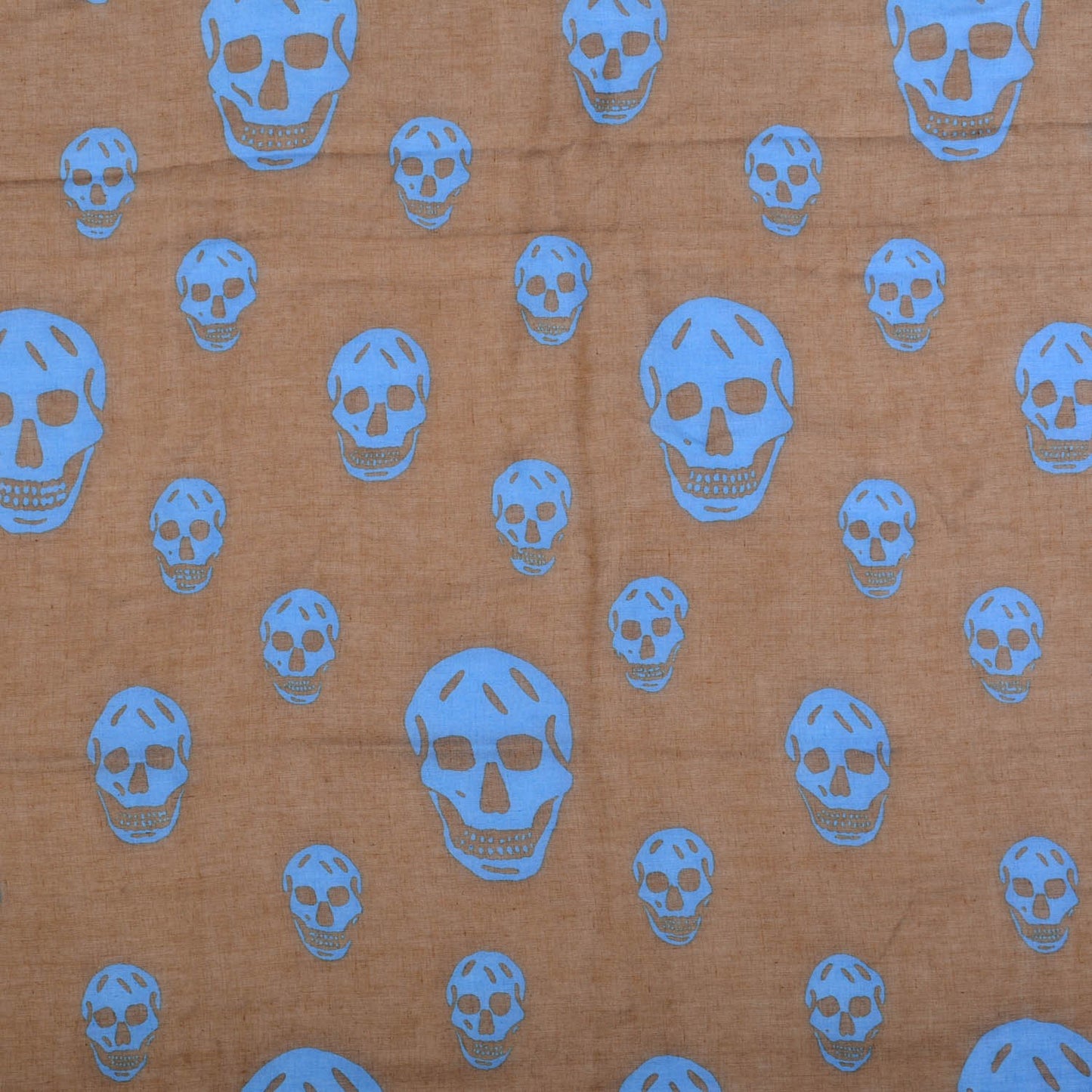 Modal Silk Fringe Edge Skull Scarf Brown Blue