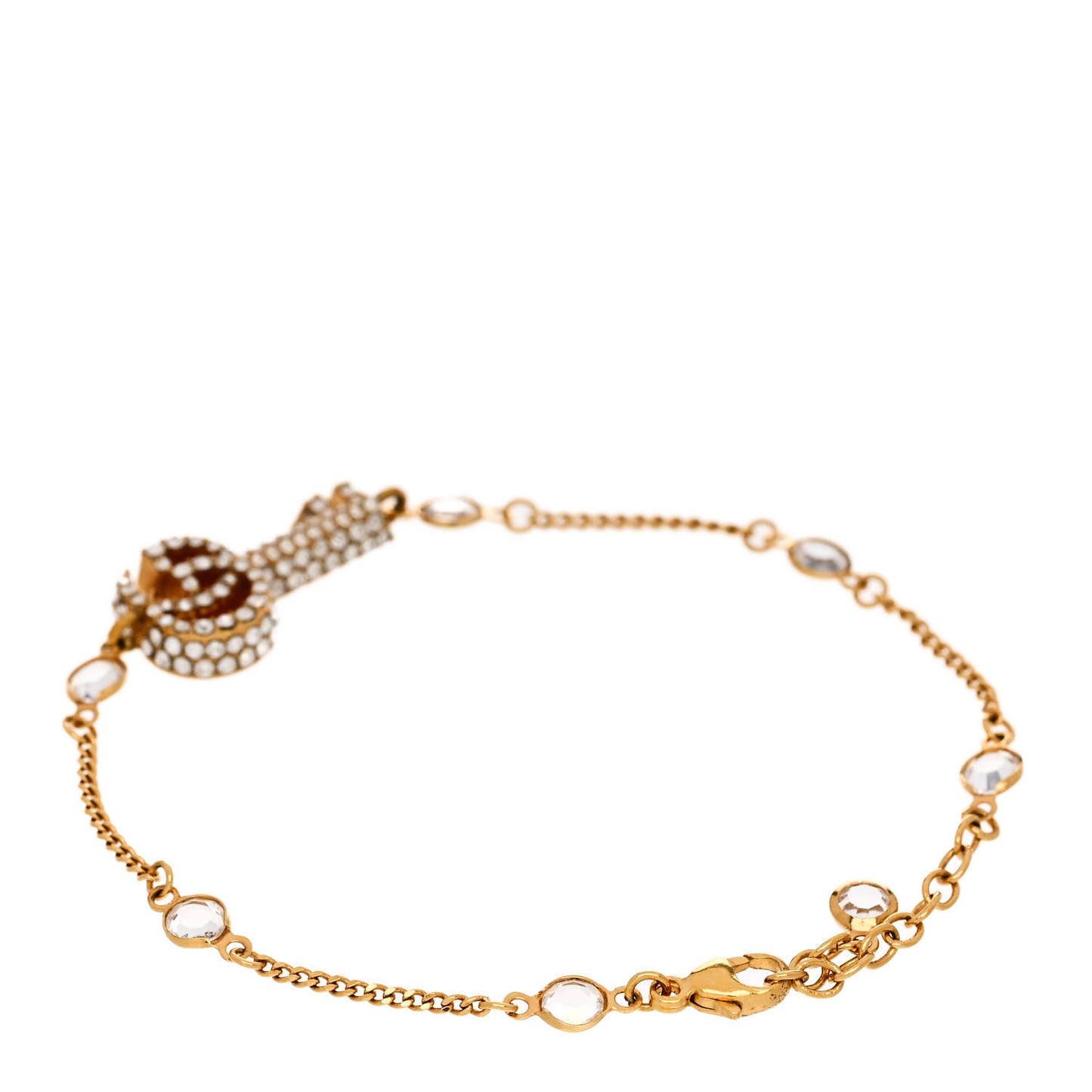 Metal Crystal Double G Key Bracelet Gold