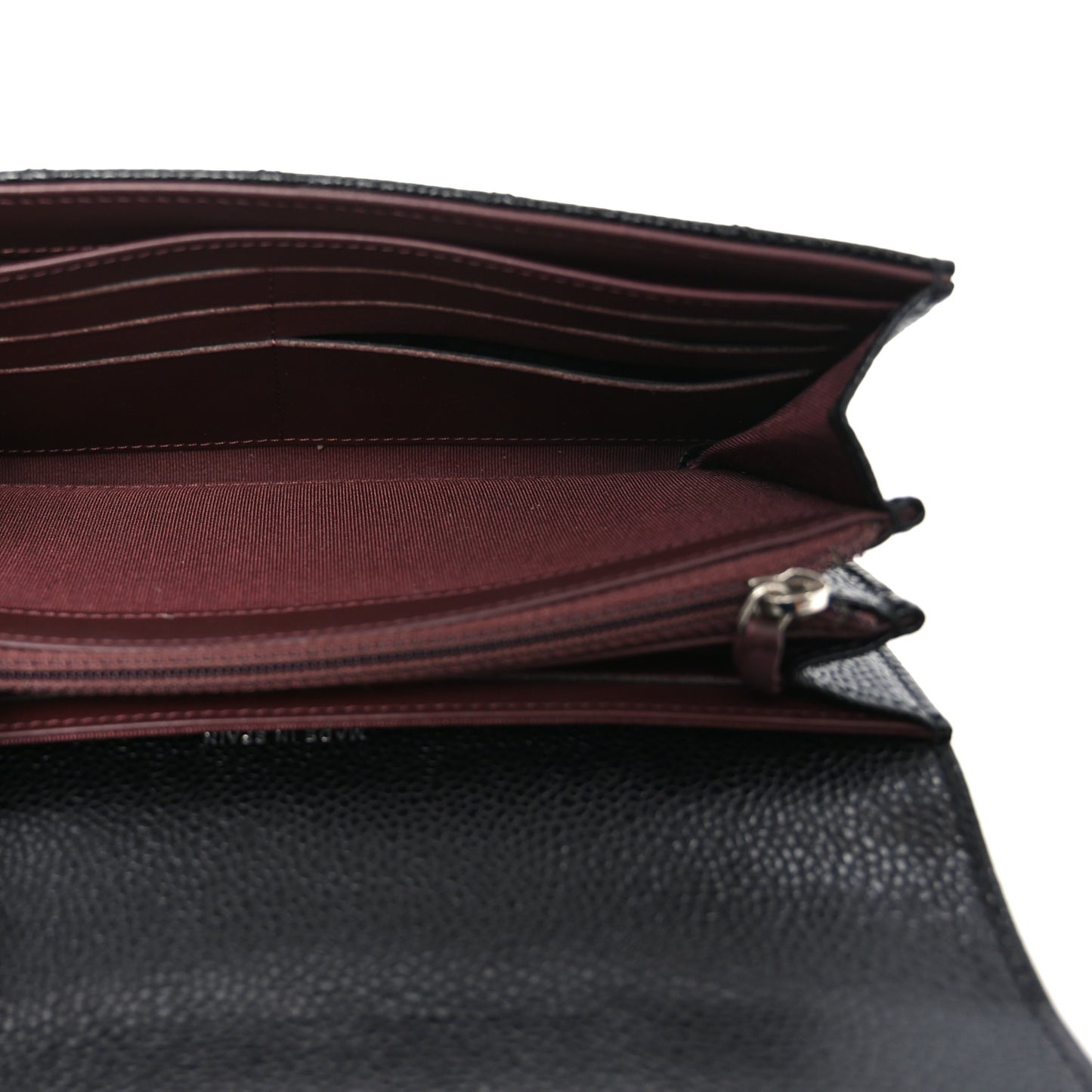 Caviar Quilted Large Gusset Flap Wallet Black
