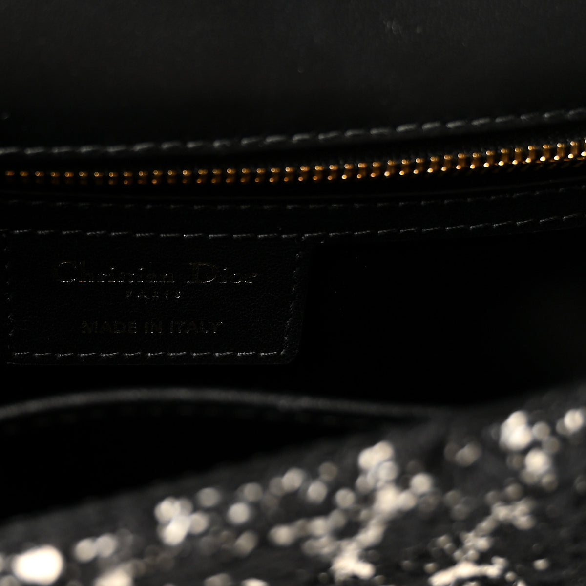 Christian Dior Calfskin Tweed Embroidered Cannage Medium Caro Bag Black White 5 of 10