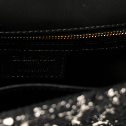 Christian Dior Calfskin Tweed Embroidered Cannage Medium Caro Bag Black White 5 of 10