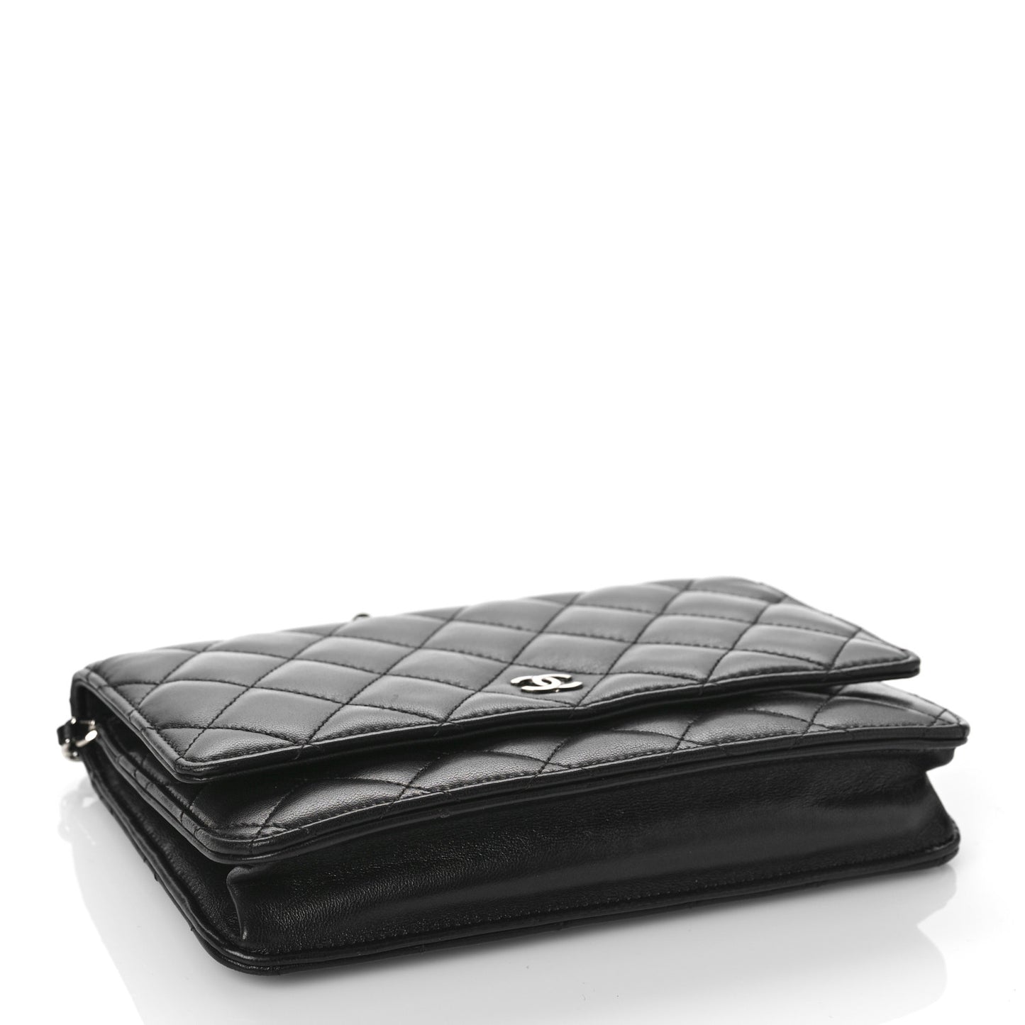 Lambskin Quilted Wallet On Chain WOC Black