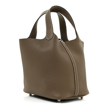 Hermes Taurillon Clemence Picotin Lock 18 PM Etoupe 2 of 9