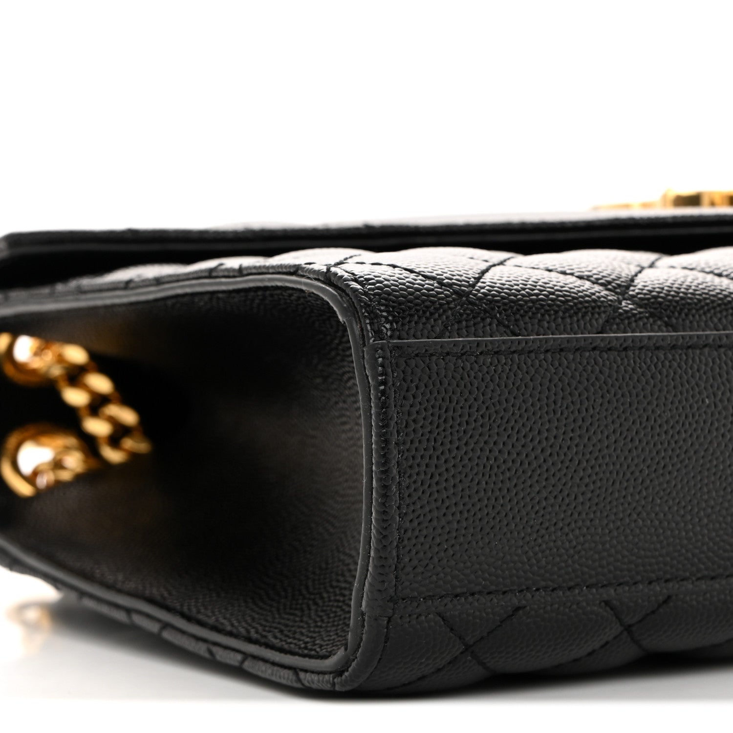 Saint Laurent Grain De Poudre Textured Mixed Matelasse Triquilt Medium Monogram Satchel Black 9 of 11
