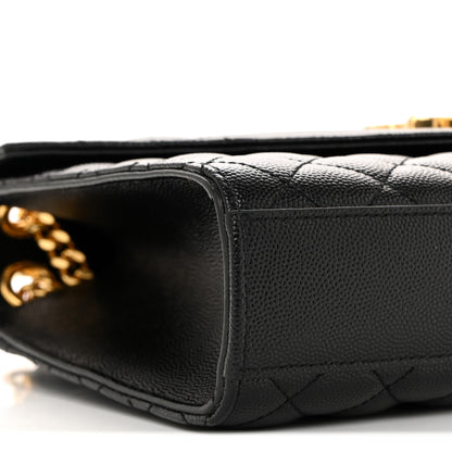 Saint Laurent Grain De Poudre Textured Mixed Matelasse Triquilt Medium Monogram Satchel Black 9 of 11