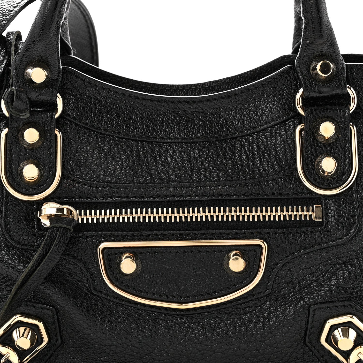 Balenciaga Chevre Gold Metallic Edge Hardware Mini City Black 9 of 11