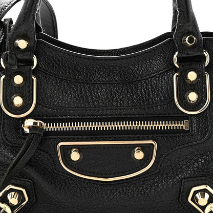 Balenciaga Chevre Gold Metallic Edge Hardware Mini City Black 9 of 11