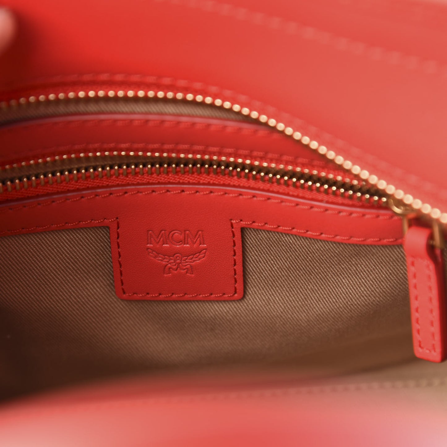 Calfskin Monogram Mini Toni Tote Poppy Red