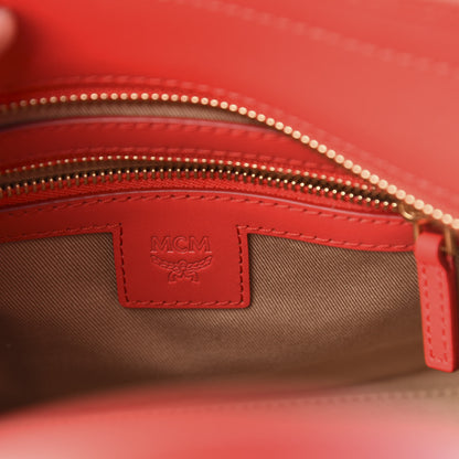 MCM Calfskin Monogram Mini Toni Tote Poppy Red 6 of 9