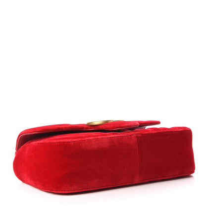 Gucci Velvet Matelasse Mini GG Marmont Shoulder Bag Hibiscus Red 5 of 10