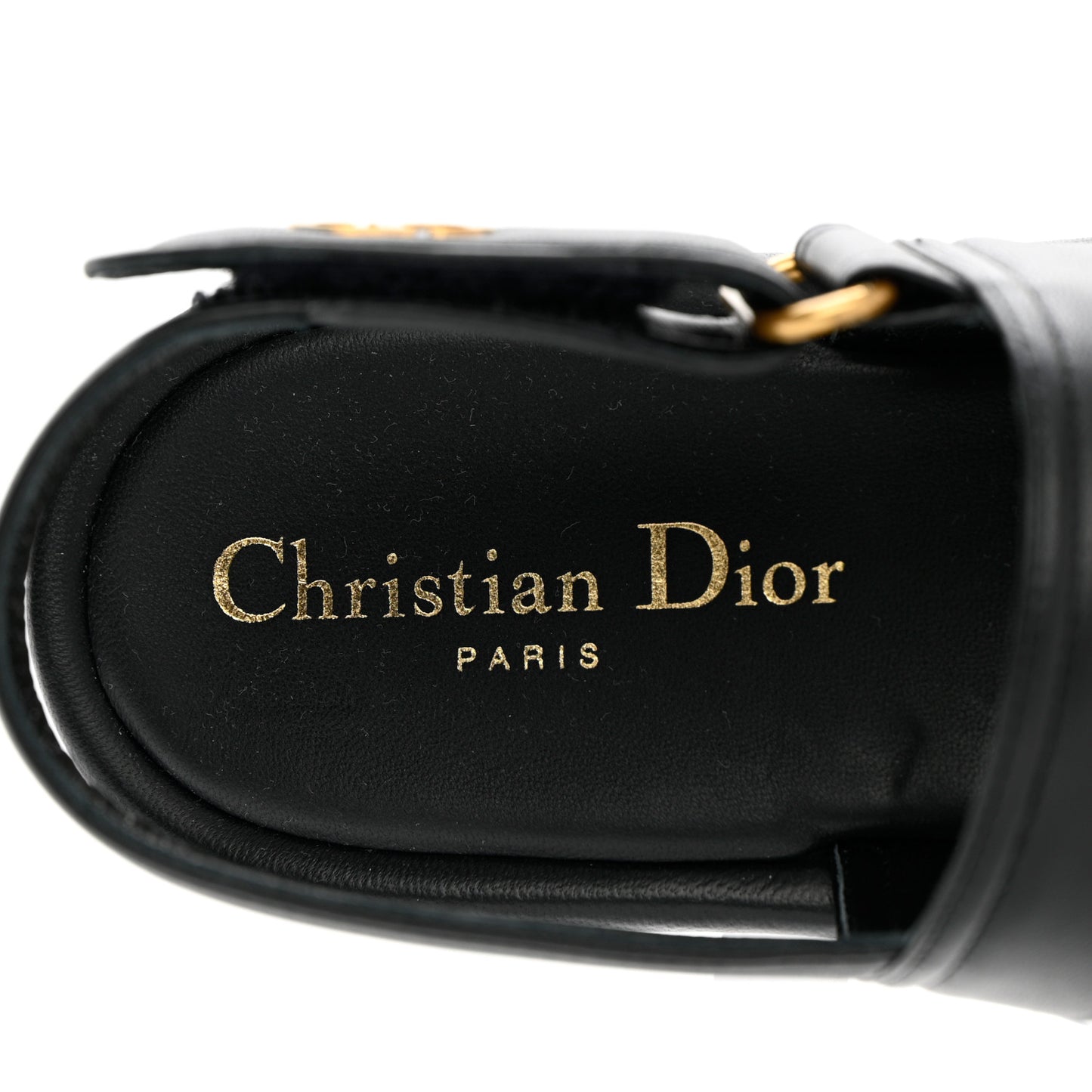 Lambskin Dior Ocean Flat Slingback Sandals 36 Black