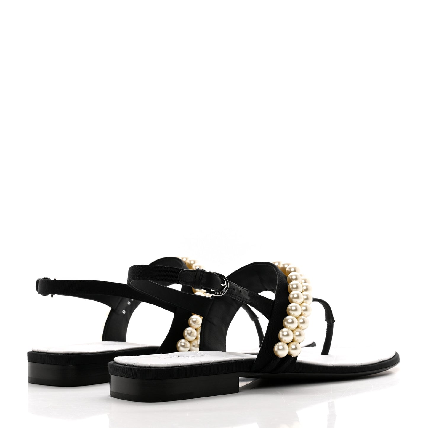 Grosgrain Pearl CC Sandals 39 Black