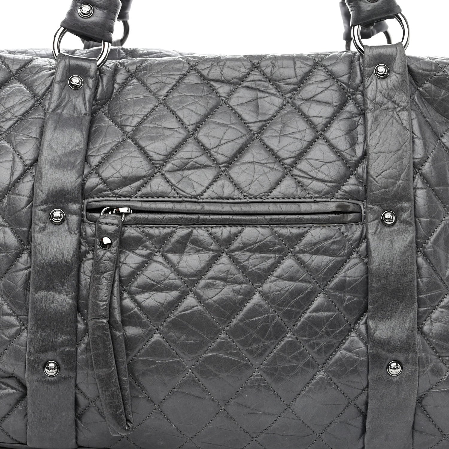 Chanel Aged Calfskin Vintage Ligne XL Lady Braid Tote Grey 8 of 10