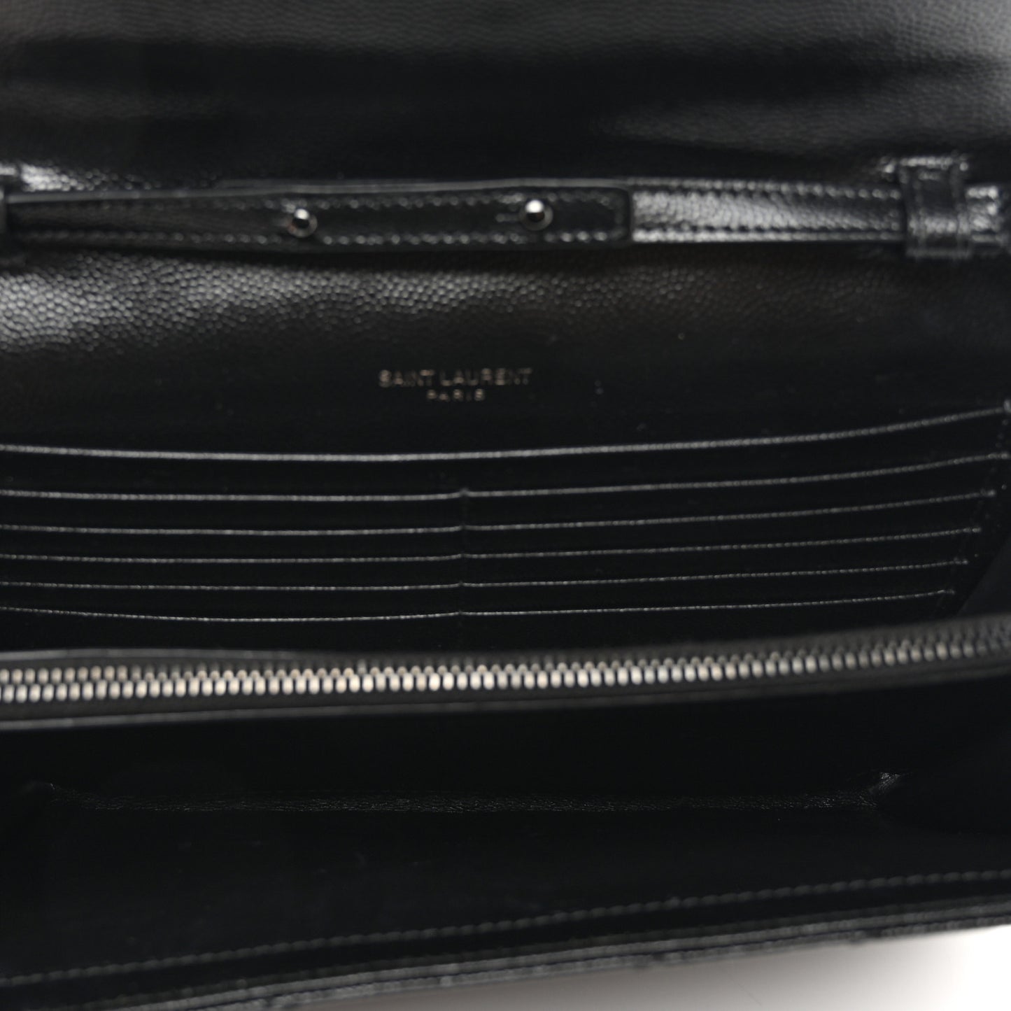 Grain De Poudre Matelasse Chevron Monogram Monochrome Envelope Chain Wallet Black
