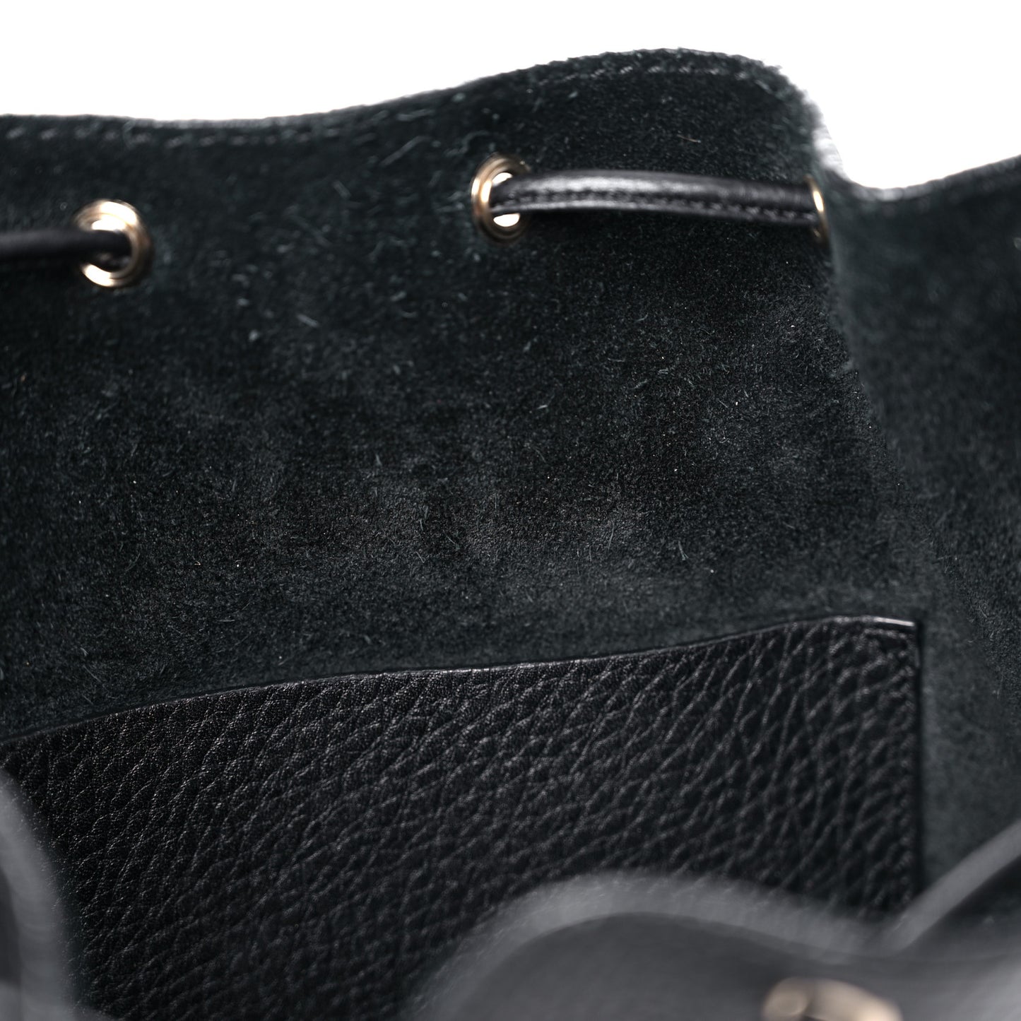 Grained Calfskin Rockstud Bucket Bag Black