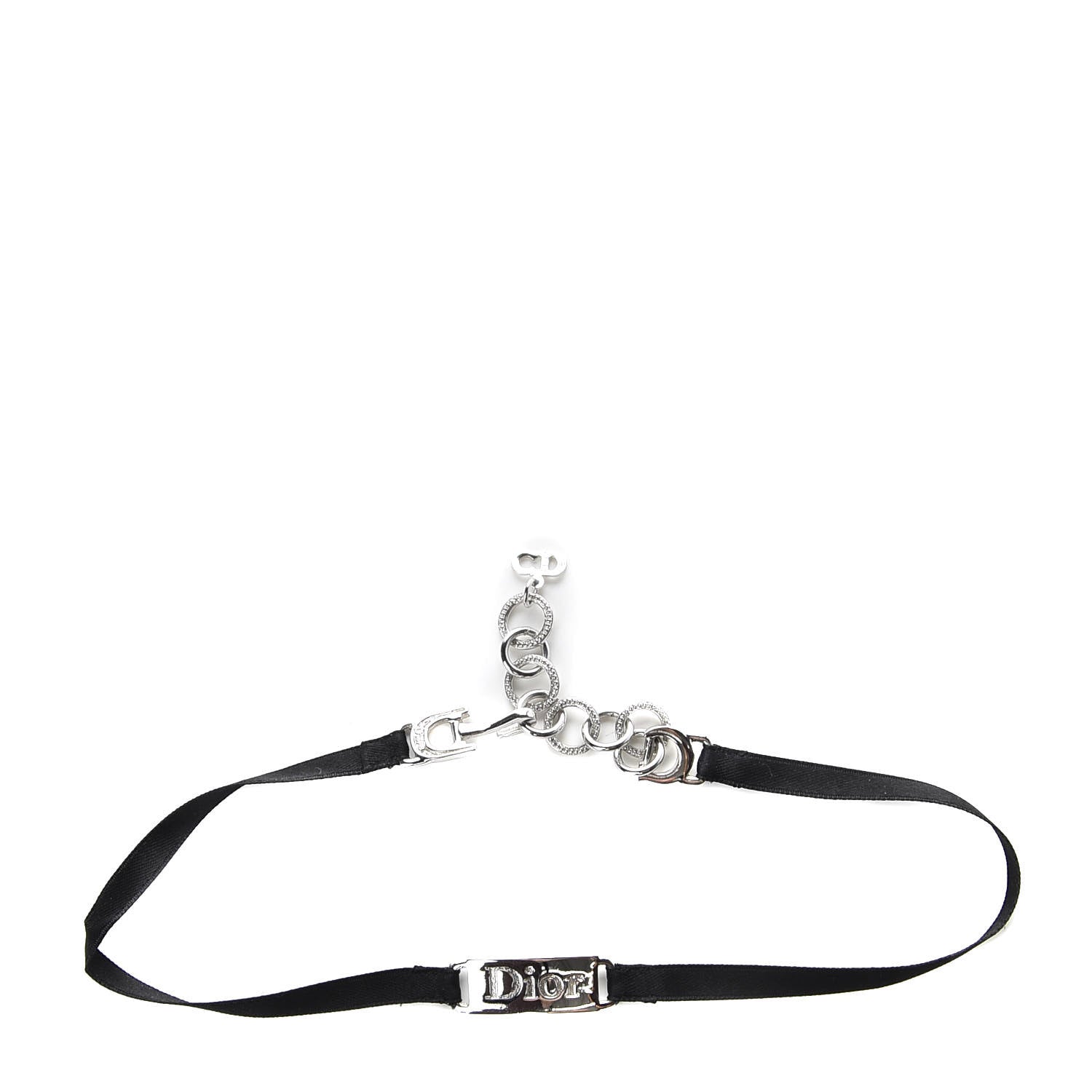 Christian Dior Grosgrain Ribbon Dior Logo Choker Necklace Black 1 of 5