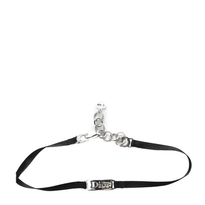 Christian Dior Grosgrain Ribbon Dior Logo Choker Necklace Black 1 of 5