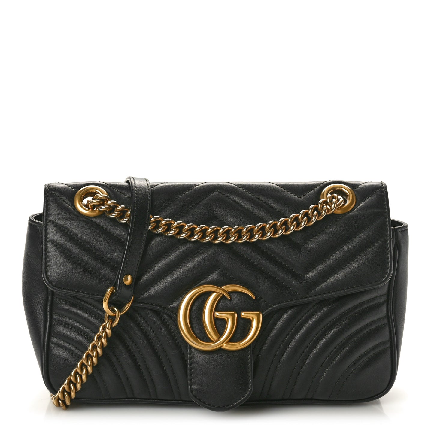 Calfskin Matelasse Small GG Marmont Shoulder Bag Black