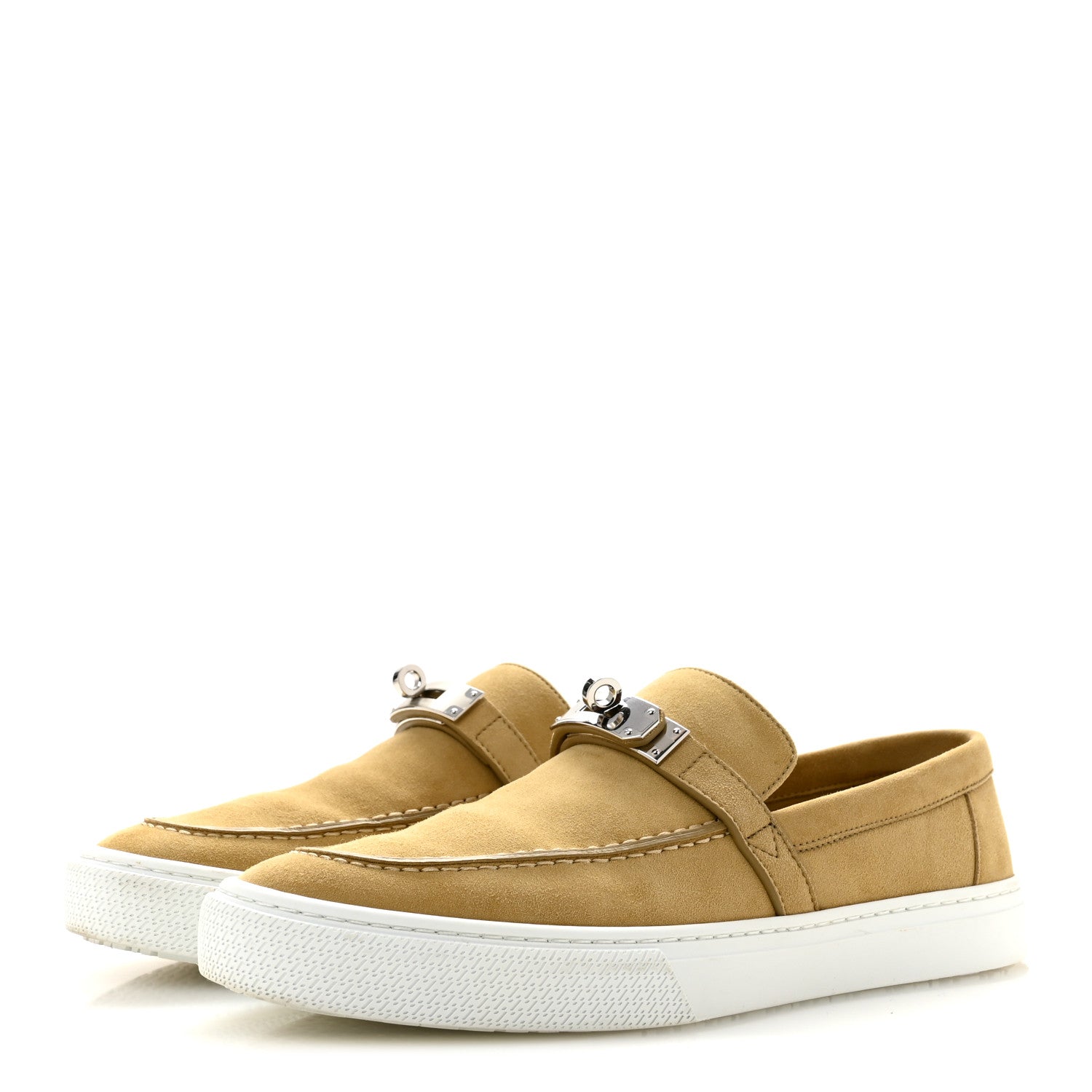 Hermes Suede Goatskin Game Slip On Sneakers 41 Beige Lin 4 of 10