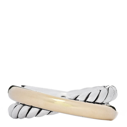 David Yurman Sterling Silver 14K Yellow Gold Crossover Two Row Ring 59 8.75 1 of 4