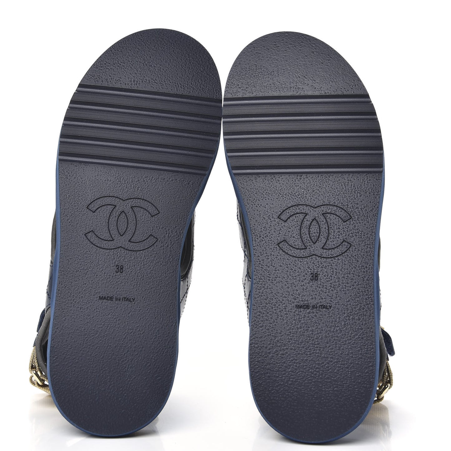 Goatskin Fabric Gladiator Sandals 38 Navy Blue Light Grey Yellow