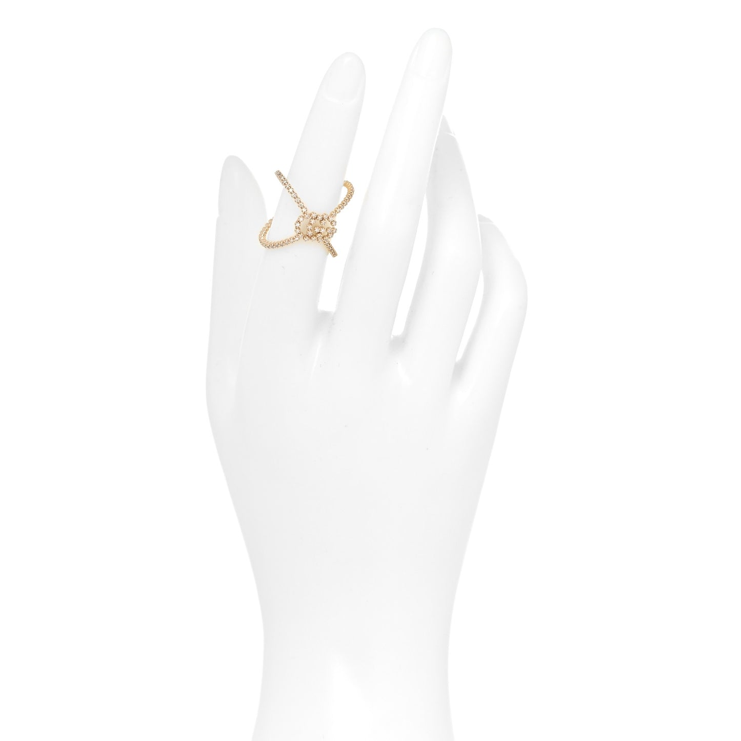18K Yellow Gold Diamond GG Running X Ring 51 5.75