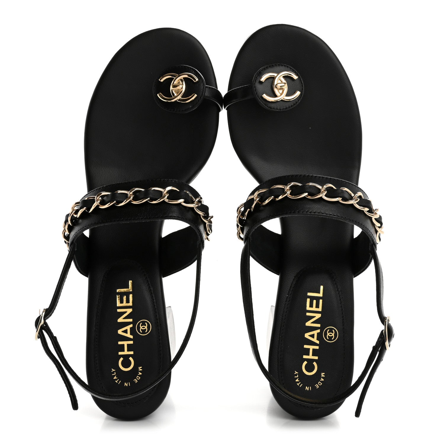 Chanel Lambskin Chain Platform Sandals 40 Black 2 of 10