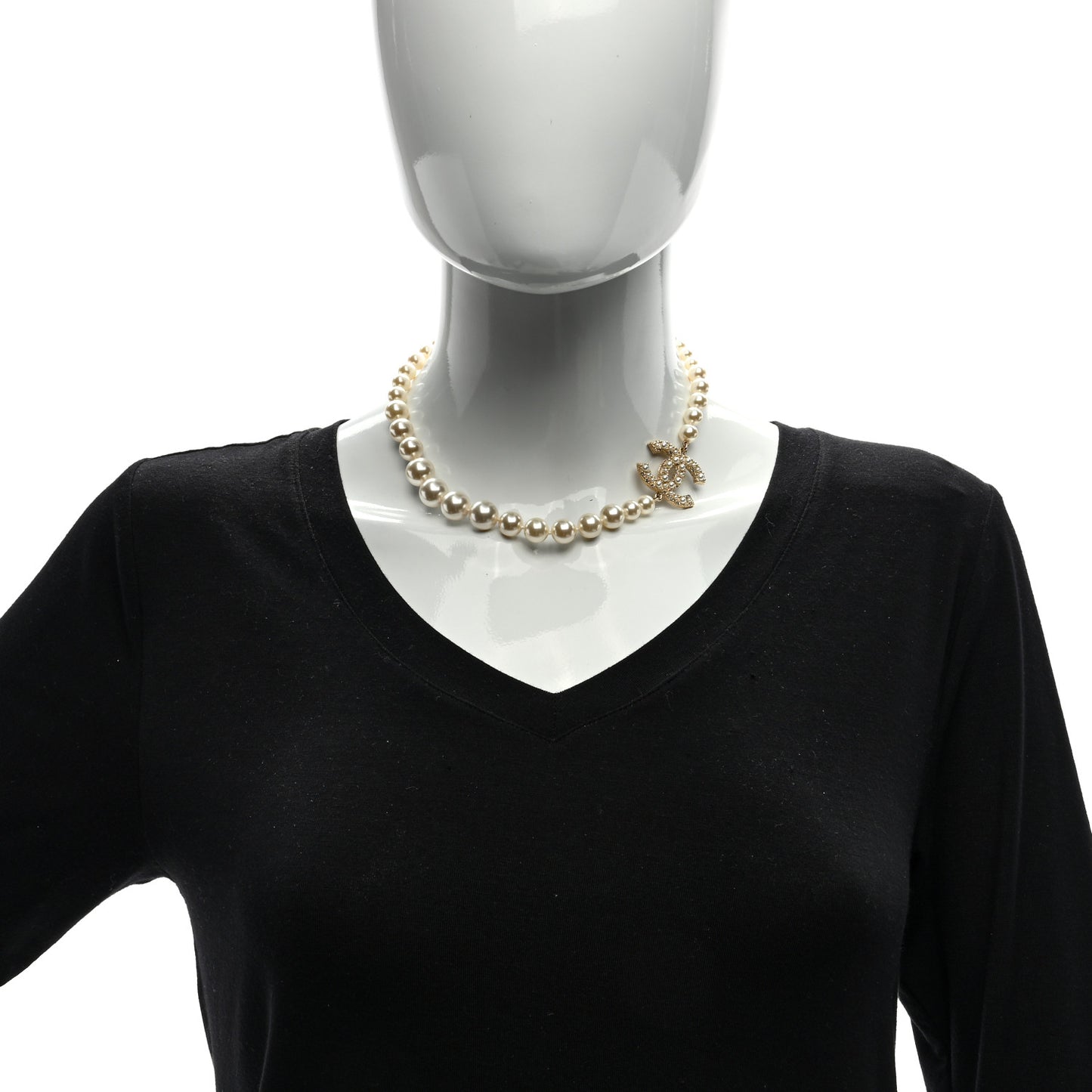 Pearl CC 100th Anniversary Necklace Light Gold