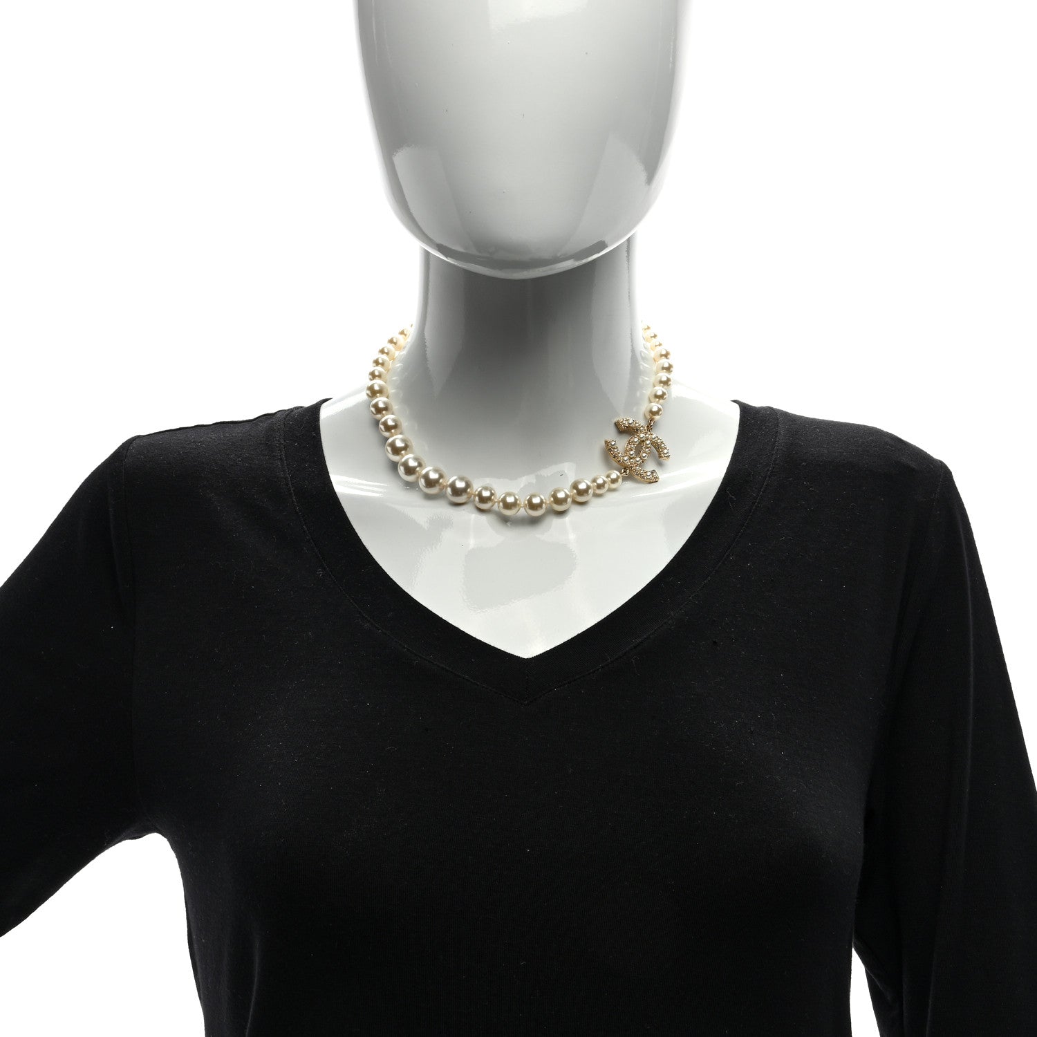 Chanel Pearl CC 100th Anniversary Necklace Light Gold 4 of 4